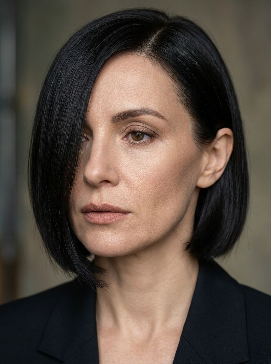 Sleek Bob mit tiefem Seitenscheitel - Sleek Frisuren für kurze Haare